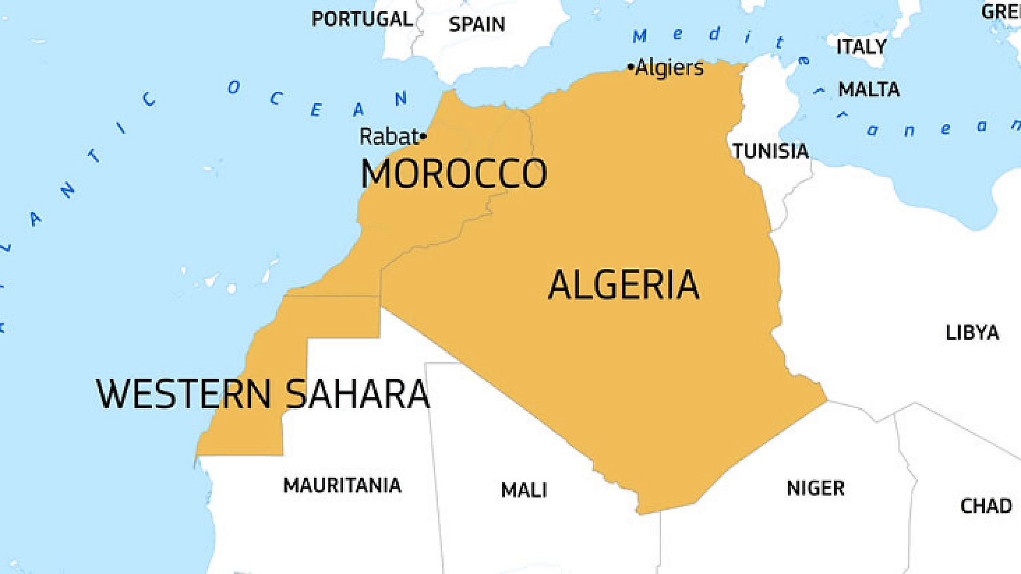 Map of North Africa, west of Algeria.
