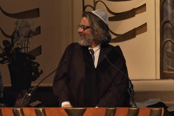 Michael Chabon speaking at the Hebrew Union College-Institute of Religion in Los Angeles commencement in May. Credit: Screenshot.