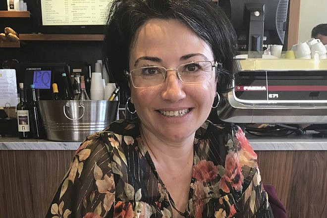 Member of Knesset Haneen Zoabi sits for an interview in a Berkeley cafe before her talk on campus. (Photo: Sue Fishkoff)