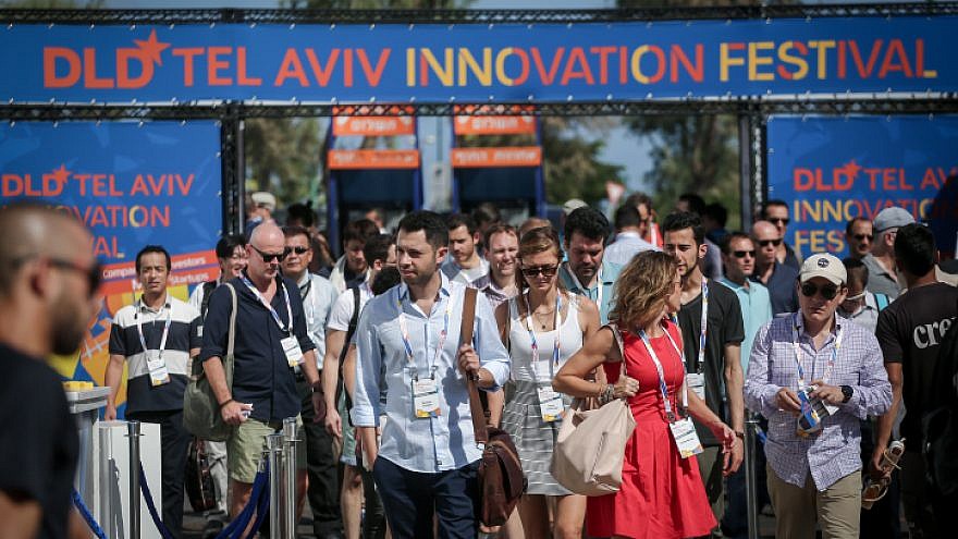 Participants at the DLD Tel Aviv Digital Conference, Israel’s largest international high-tech gathering, which features hundreds of startups, investors and leading multinational companies, at the Old Train Station complex in Tel Aviv on Sept. 6, 2017. Photo by Miriam Alster/Flash90.