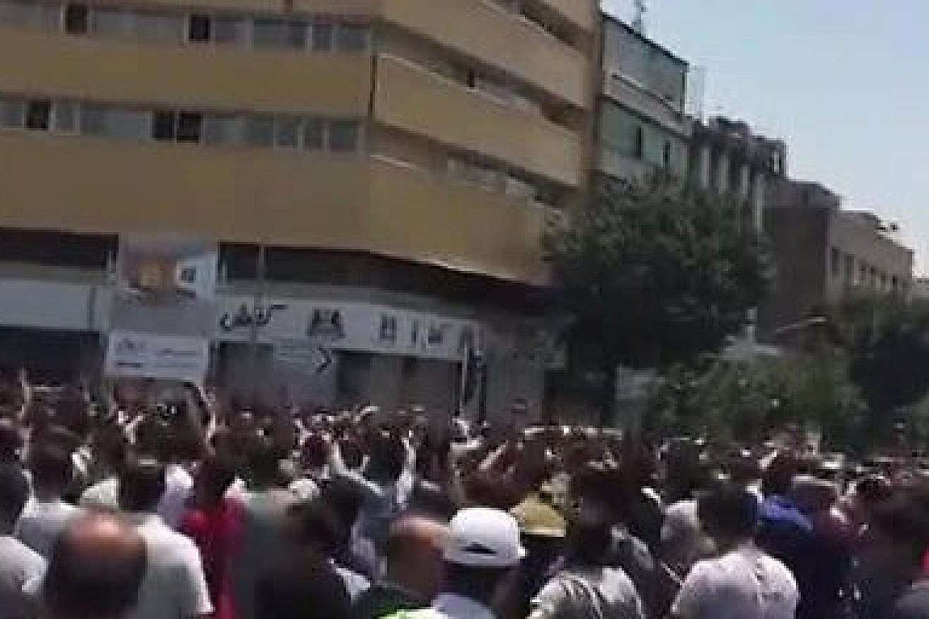 Footage posted on social media on June 25, 2021 shows protesters in Tehran shouting slogans such as, “No to Gaza, no to Lebanon! I will give my life to Iran!” Credit: MEMRI.