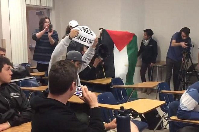 Pro-Palestinian students disrupt an Israel event on the campus of the University of California, Irvine. Credit: Ariana Rowlands/Campus Reform.