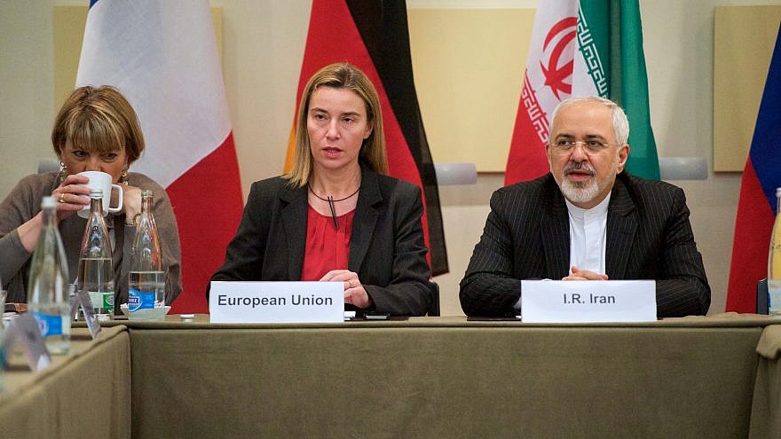 E.U. High Representative Federica Mogherini with Iranian Foreign Minister Zarif before P5+1 nations resume nuclear talks in Switzerland in 2015. Credit: U.S. State Department.