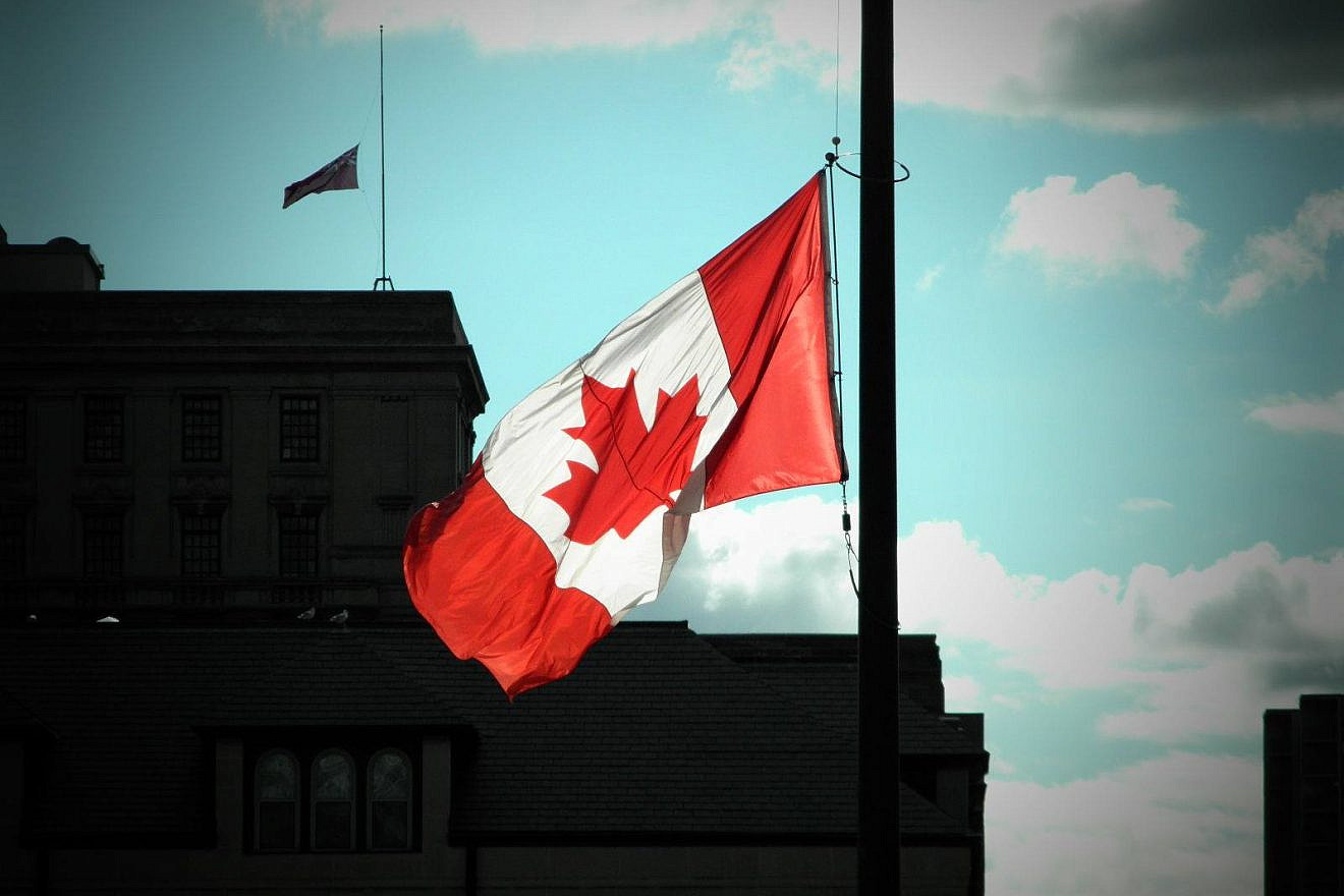 The Canadian flag flying at half mast. Credit: Simon Wiesenthal Center via Facebook.