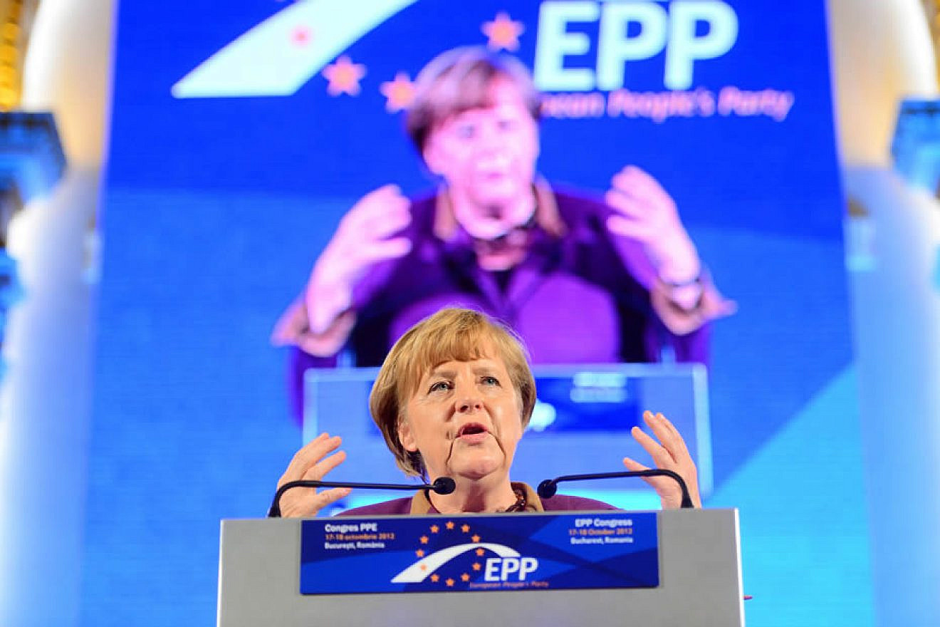Angela Merkel at the 2012 congress of the European People's Party (EPP). Credit: Wikimedia Commons.