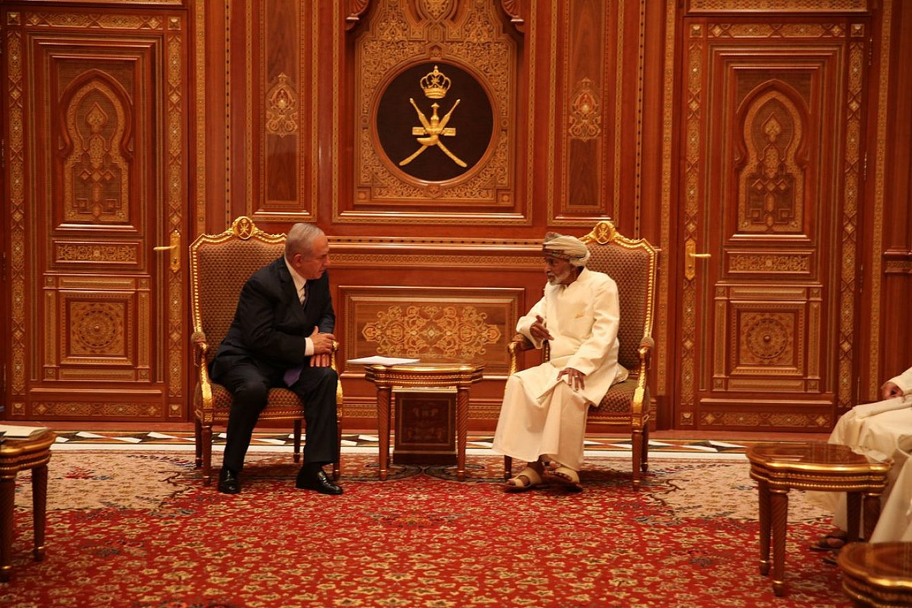 Prime Minister Benjamin Netanyahu with Sultan Qaboos bin Said in Oman, October 2018. Credit: Benjamin Netanyahu via Twitter.