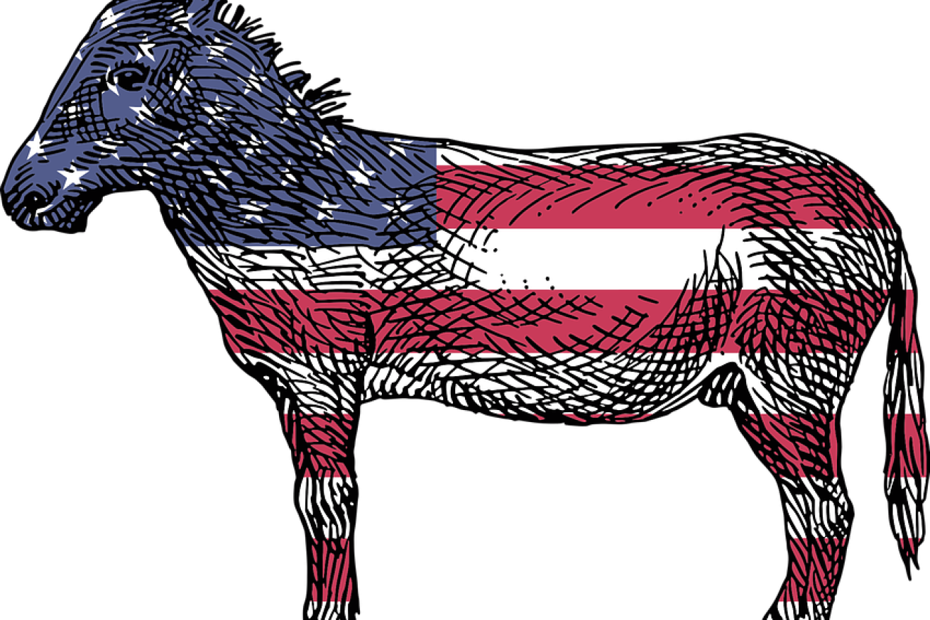 Illustration of the donkey, the symbol of the U.S. Democratic Party. Credit: OpenClipart-Vectors/Pixabay.