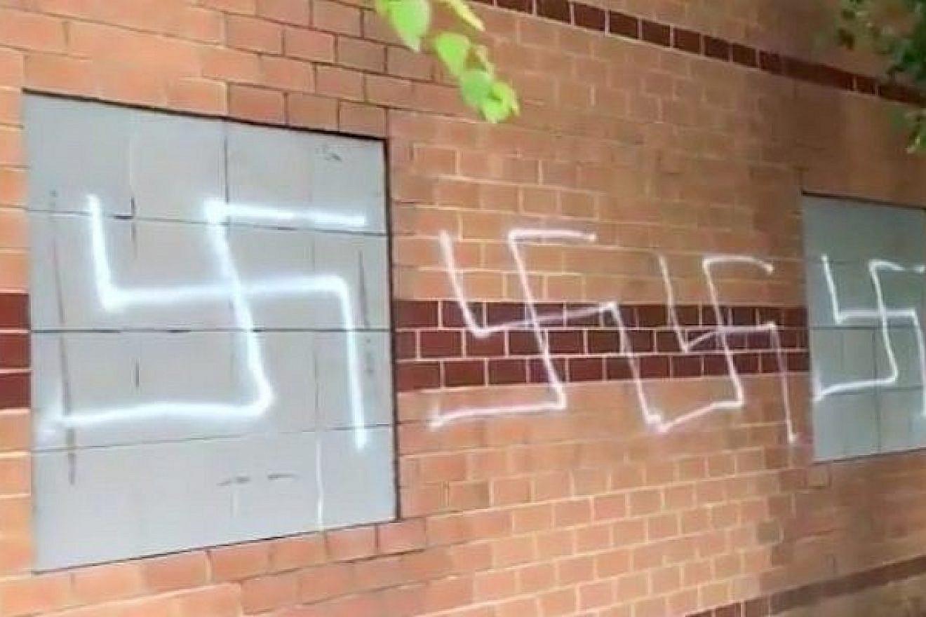 Swastikas on the Jewish Community Center in Fairfax, Va., in October 2018. Source: Twitter.