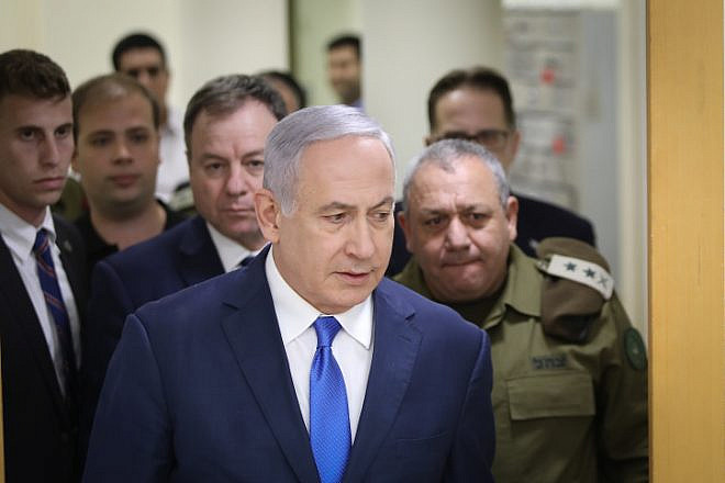 Israel Defense Forces’ Chief of Staff Gadi Eizenkot and Israeli Prime Minister Benjamin Netanyahu arrive to a press conference at the Kirya government headquarters in Tel Aviv on Dec. 4, 2018. Photo by Noam Revkin Fenton/Flash90.