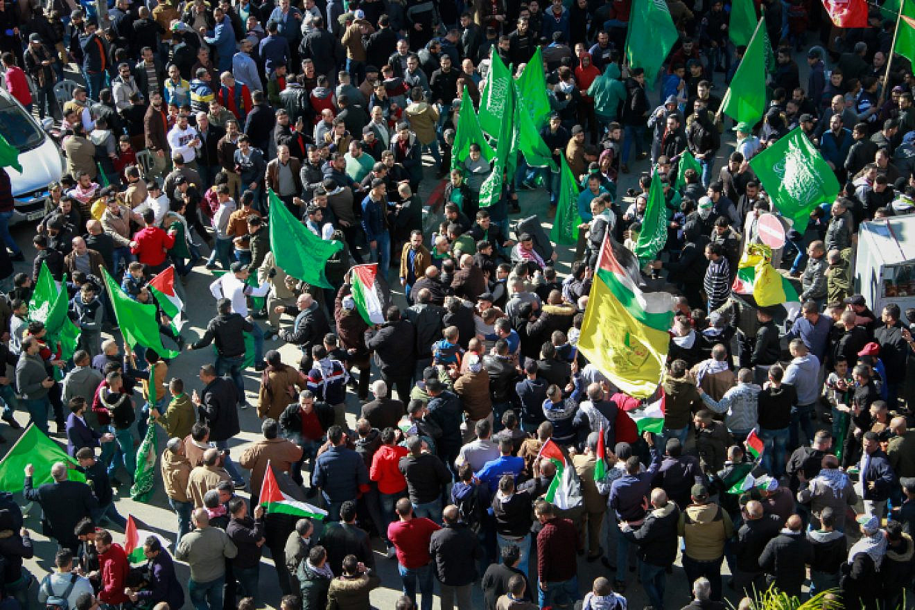 Palestinian supporters of Hamas participate in a rally marking the 31st anniversary of the founding of the terror organization, in Nablus on Dec. 14, 2018. Photo by Nasser Ishtayeh/Flash90.