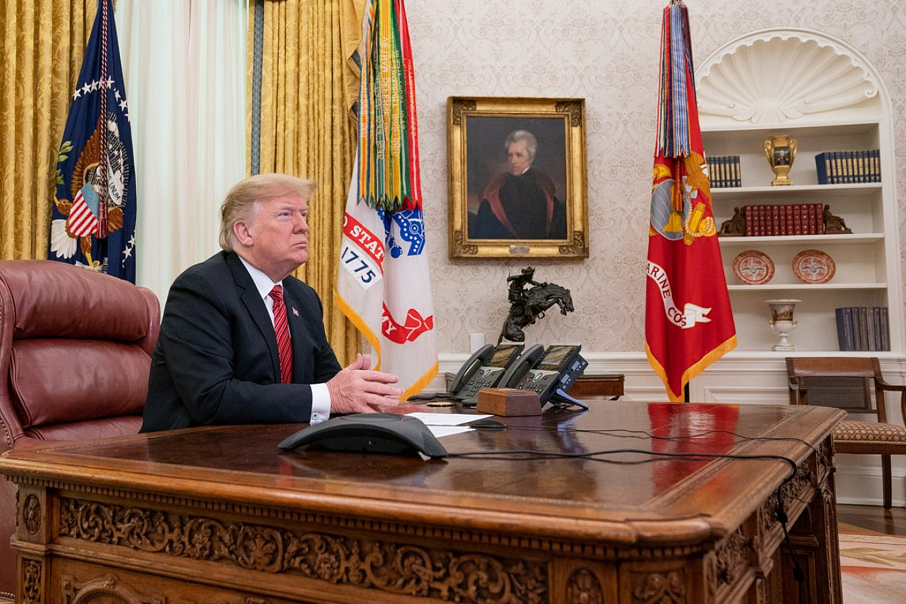 U.S. President Donald Trump participates in a Christmas Day video teleconference from the Oval Office on Dec. 25, 2018. Credit: Official White House Photo by Shealah Craighead.