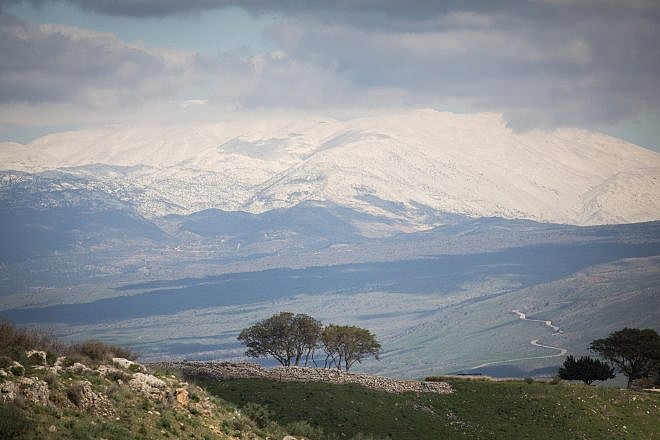 View of the snow-covered Mount Hermon in the Golan Heights in northern Israel on Jan. 18, 2019. Credit: Hadas Parush/Flash90.