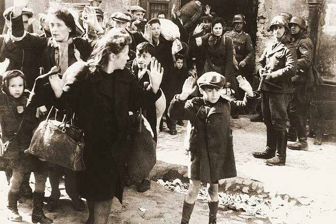 One of the most famous pictures of Jews being rounded up by Nazi Germans during the Holocaust, this from the Warsaw Ghetto Uprising in May 1943. Credit: Wikimedia Commons.