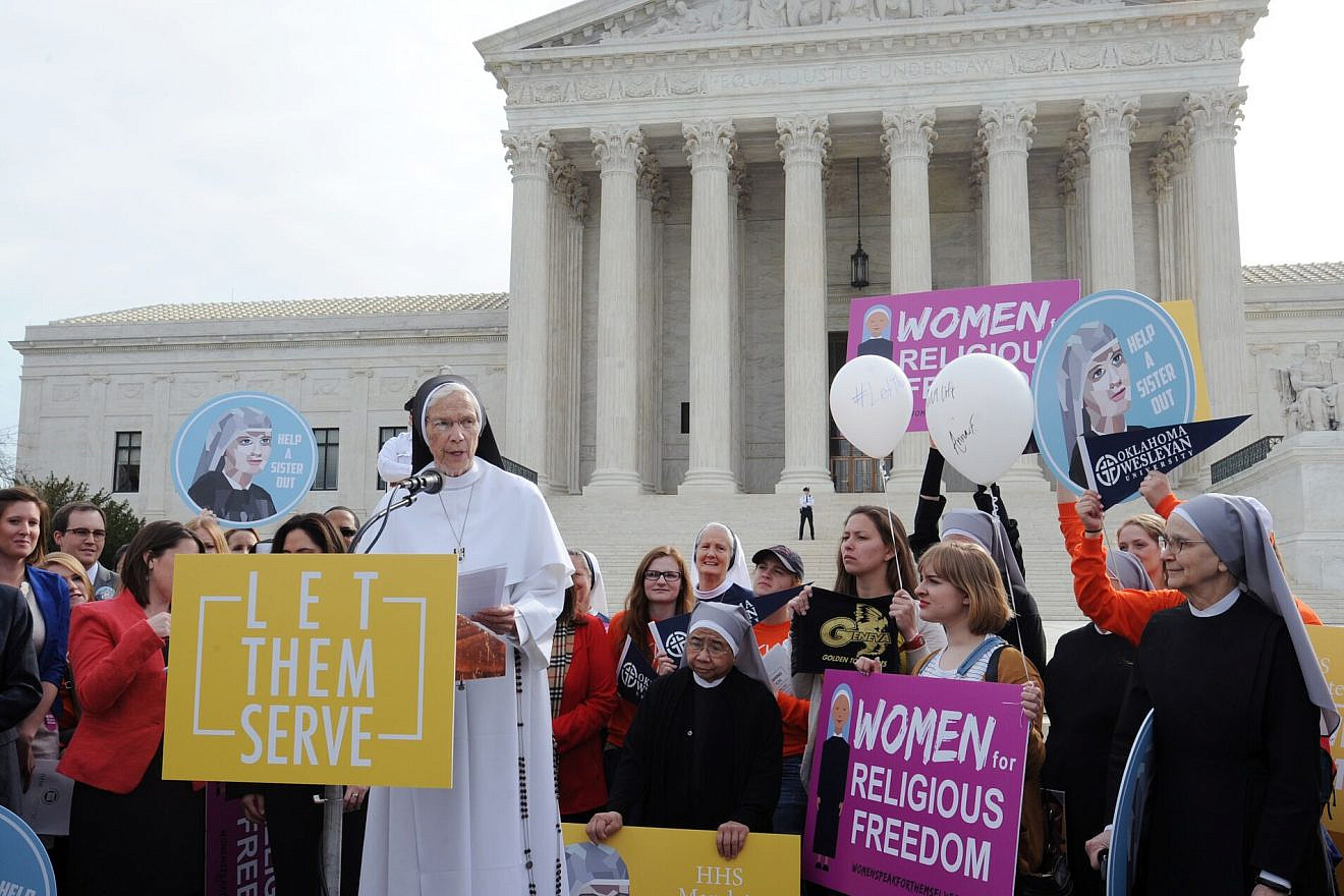 Members of the Catholic group Little Sister of the Poor outside of the U.S. Supreme Court following a case on religious liberty. Credit: Becket Fund for Religious Liberty.