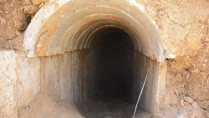 A look into one of the terror tunnels dug by Palestinian terrorists in the Gaza Strip to reach across the border with Israel. Credit: IDF Spokesperson’s Unit.