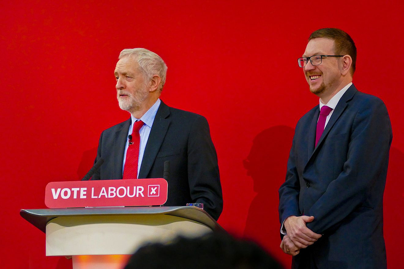 Jeremy Corbyn, leader of the British Labour Party, with Parliament member Andrew Gwynne. Credit: Wikimedia Commons.