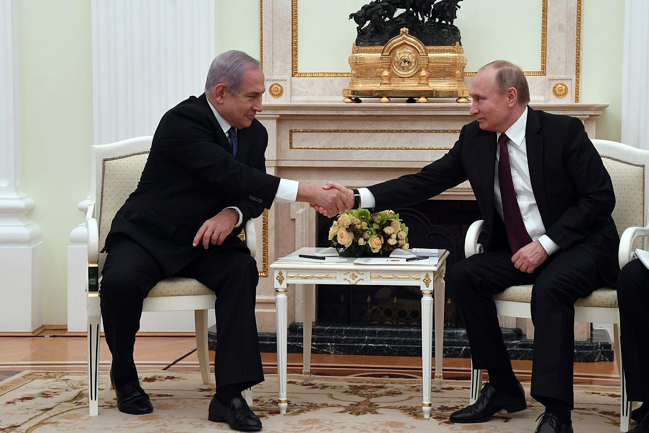 Israeli Prime Minister Benjamin Netanyahu with Russian President Vladimir Putin at the Kremlin in Moscow on Feb. 27, 2019. Credit:  Haim Zach/GPO.