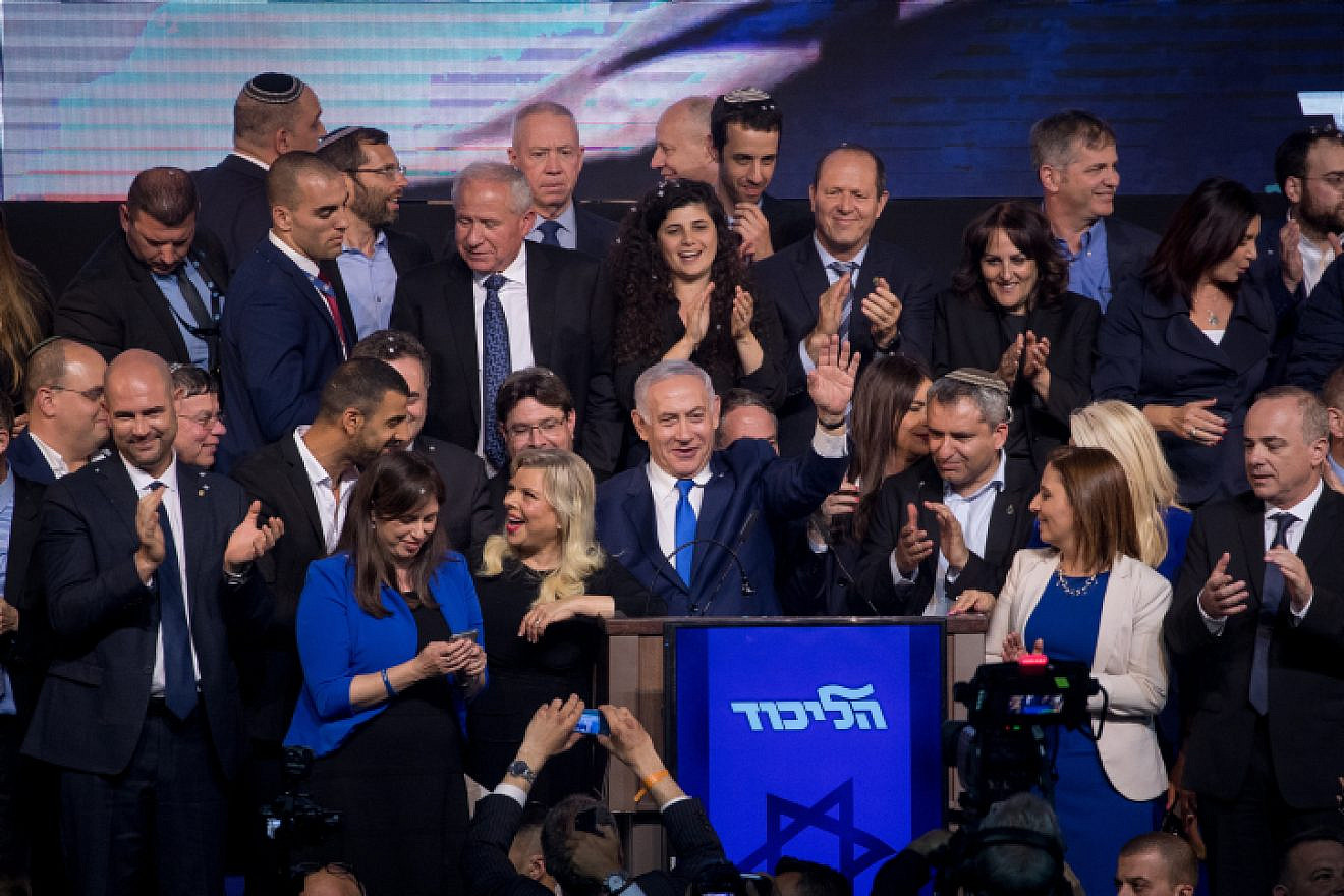 Likud members and supporters celebrate Israel's election results at party headquarters in Tel Aviv on April 9, 2019. Photo by Yonatan Sindel/Flash90.