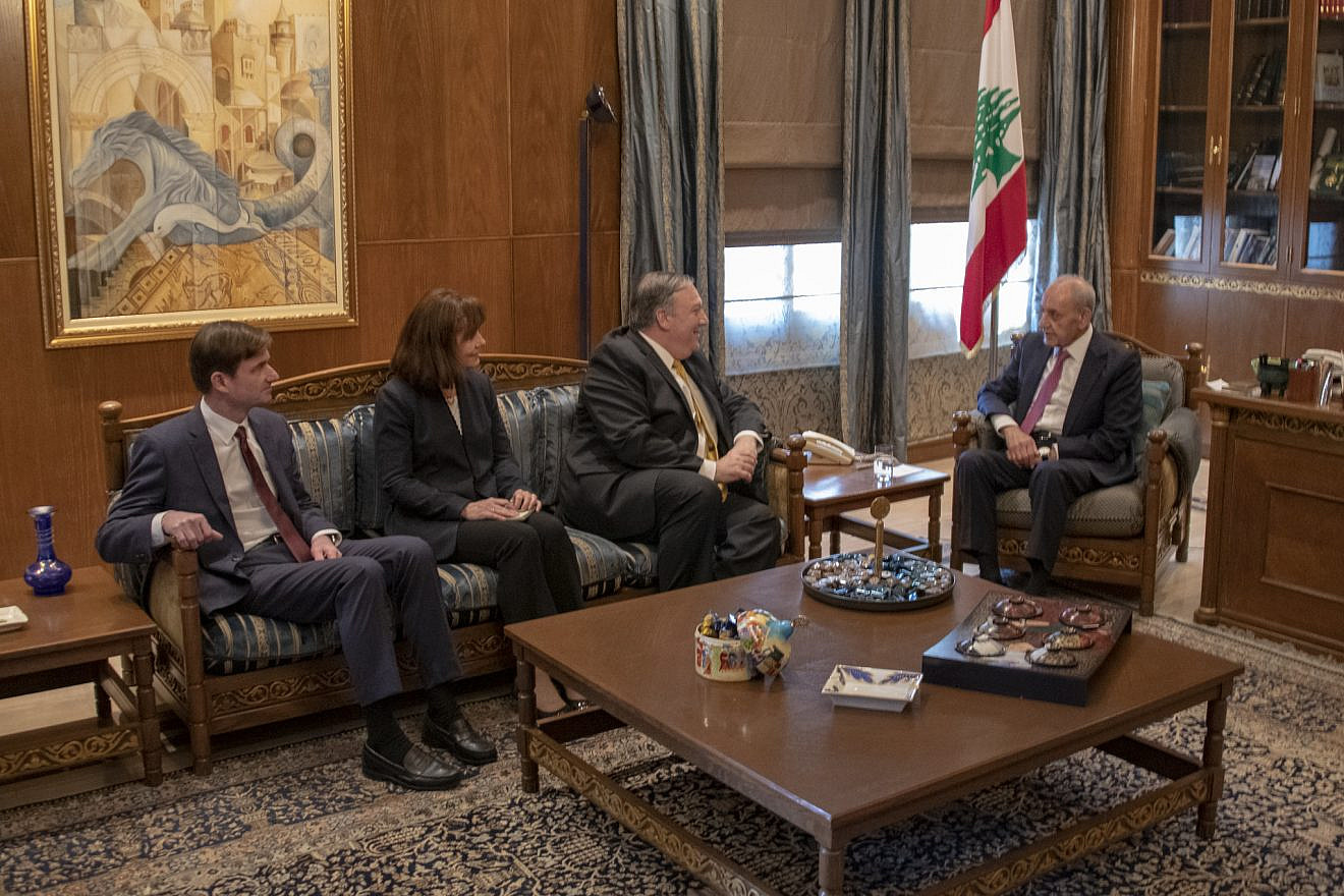 U.S. Secretary of State Mike Pompeo meets with Lebanese Speaker of Parliament Nabih Berri in Beirut on March 22, 2019. Credit: U.S. State Department.