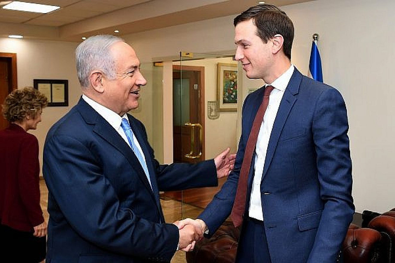 U.S. President Donald Trump’s senior adviser and son-in-law Jared Kushner meets with Israeli Prime Minister Benjamin Netanyahu in Jerusalem on June 22, 2018. Credit: Matty Stern/U.S. Embassy Jerusalem/Flash90.