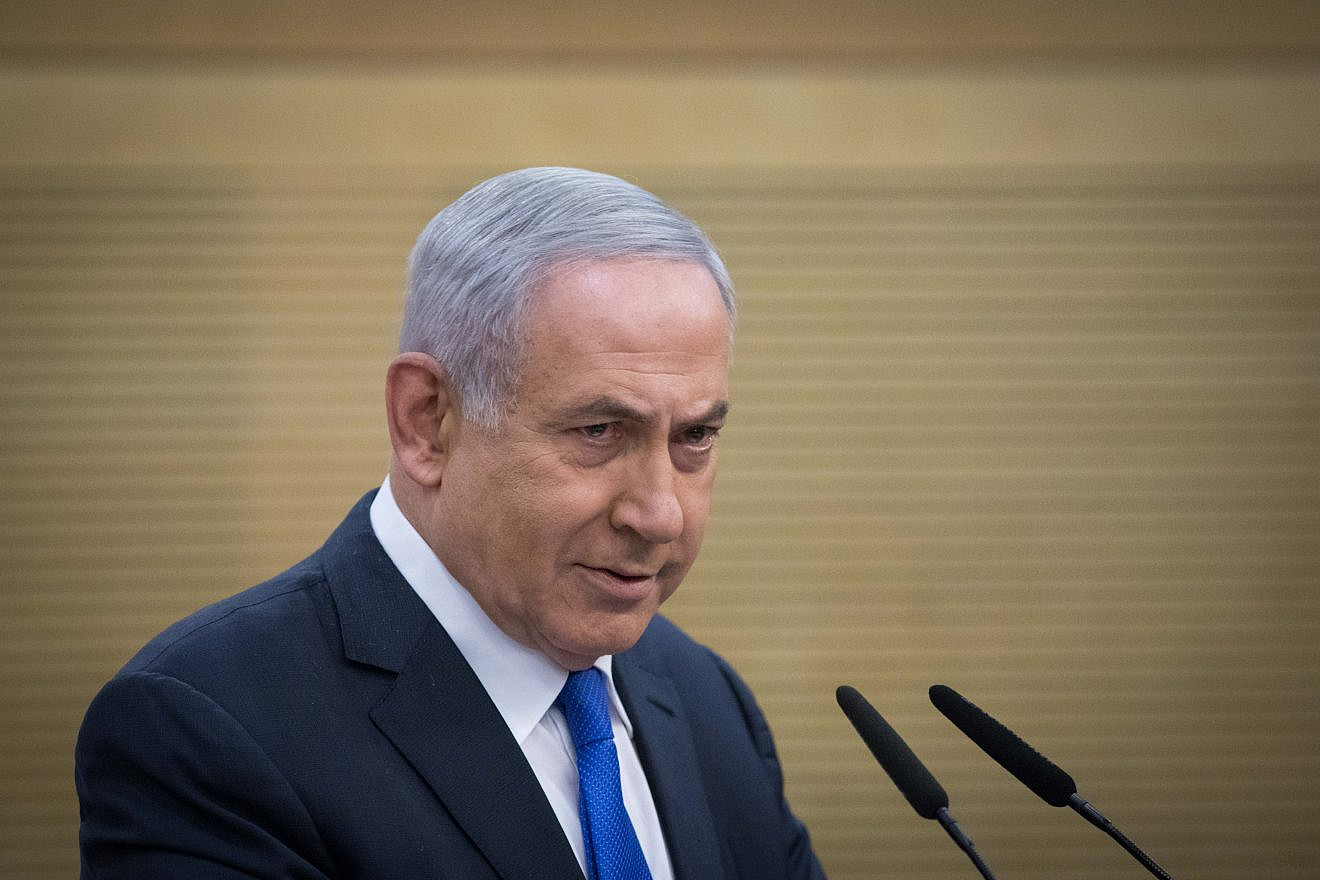 Israeli Prime Minister Benjamin Netanyahu delivers a statement to the media at the Knesset on May 27, 2019. Photo by Hadas Parush/Flash90.