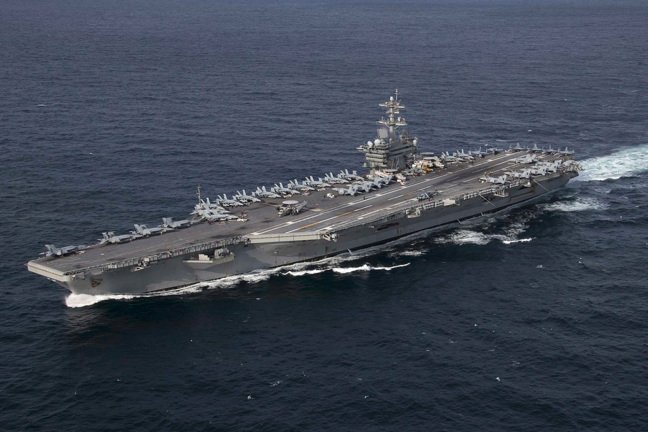 The U.S. Navy aircraft carrier "USS Abraham Lincoln" (CVN-72) underway in the Atlantic Ocean during a strait transit exercise on Jan. 30, 2019. Credit: US Navy.