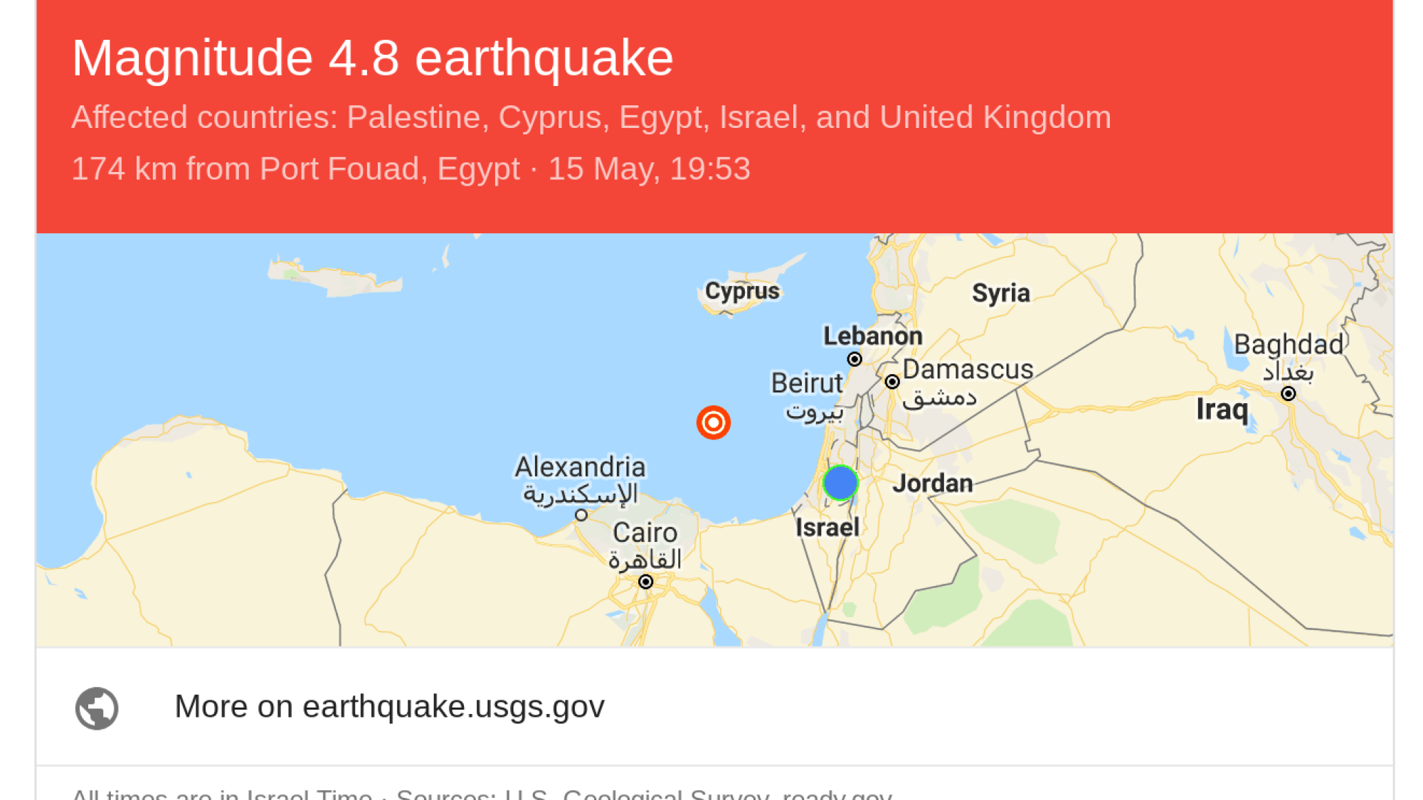 Israel feels ramifications of 4.8 magnitude earthquake