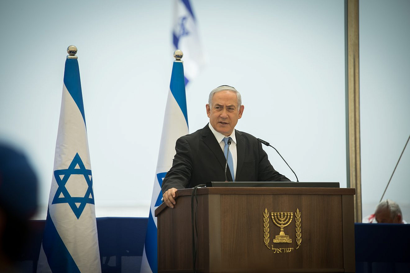 Israeli Prime Minister Benjamin Netanyahu speaks at the Ethiopian Immigrants Memorial Ceremony on Mount Herzl in Jerusalem on June 2, 2019. Photo by Noam Rivkin Fenton/Flash90.