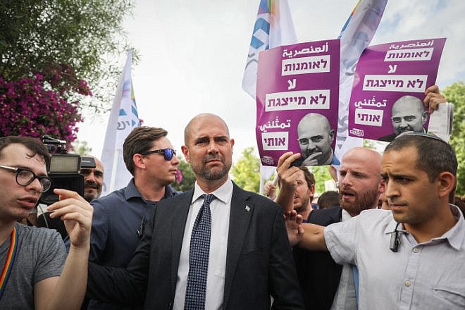 Then-Israeli Justice Minister Amir Ohana attends the annual Gay Pride Parade in Jerusalem, June 6, 2019. Credit: Noam Revkin Fenton/Flash90.