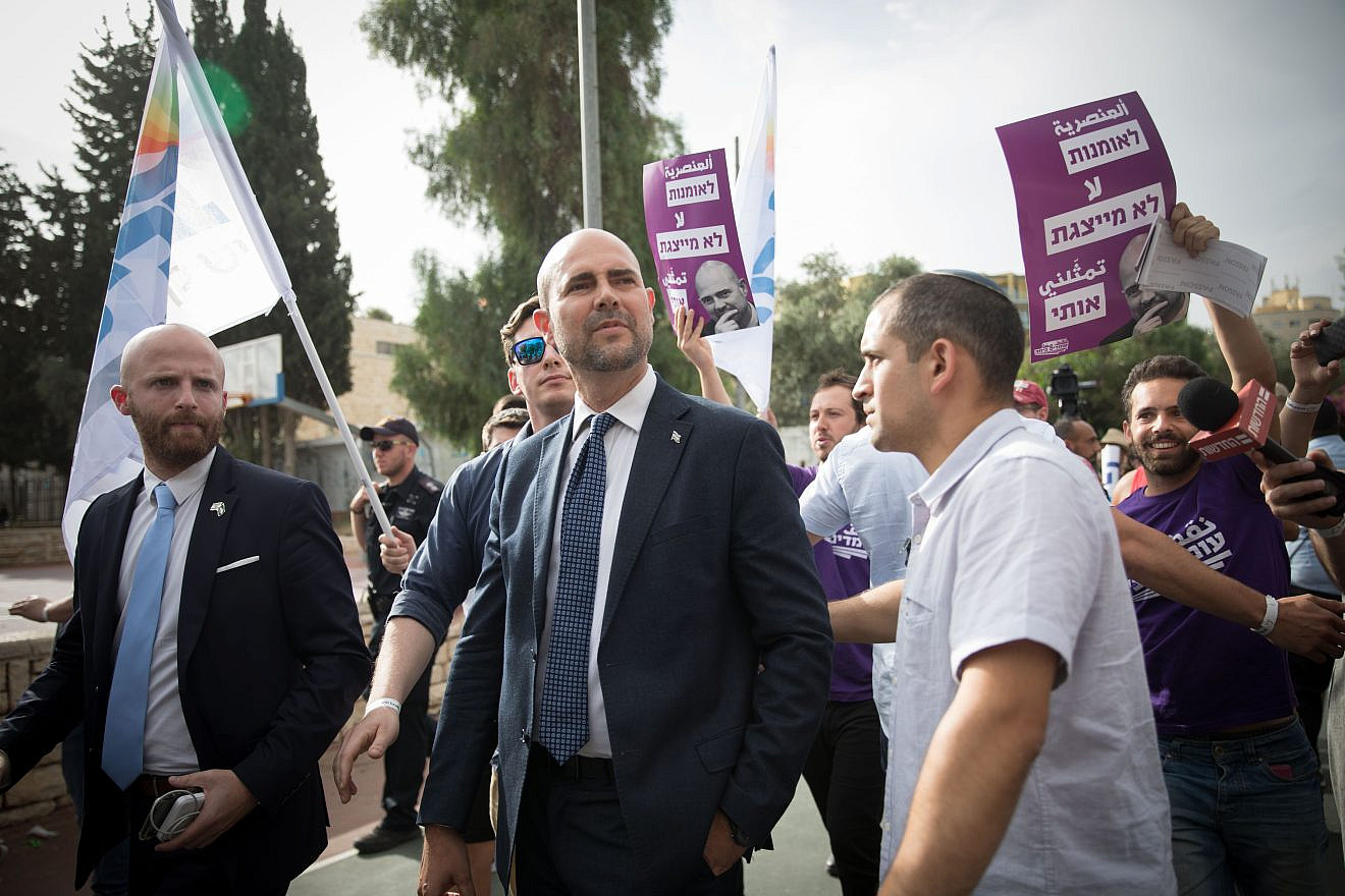 Temporary Minister of Justice and the only gay member of the Likud Party, Amir Ochana, attends the annual Gay Pride Parade in Jerusalem on June 6, 2019. Photo by Noam Revkin Fenton/Flash90.
