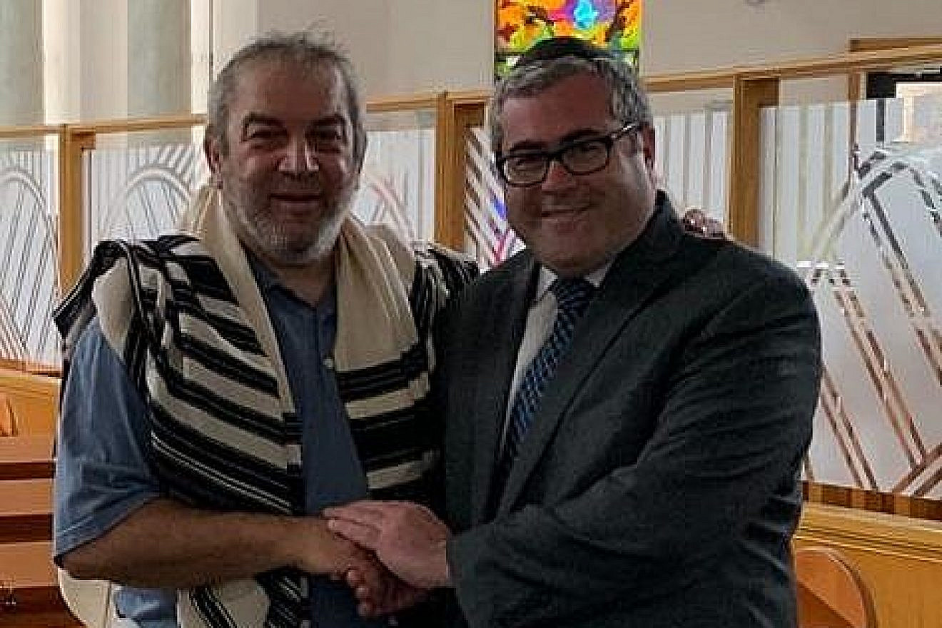 Dr. Howard Kaye and Aish HaTorah director Rabbi Steven Burg at Chabad of Poway in San Diego County in June 2019. Credit: Courtesy.