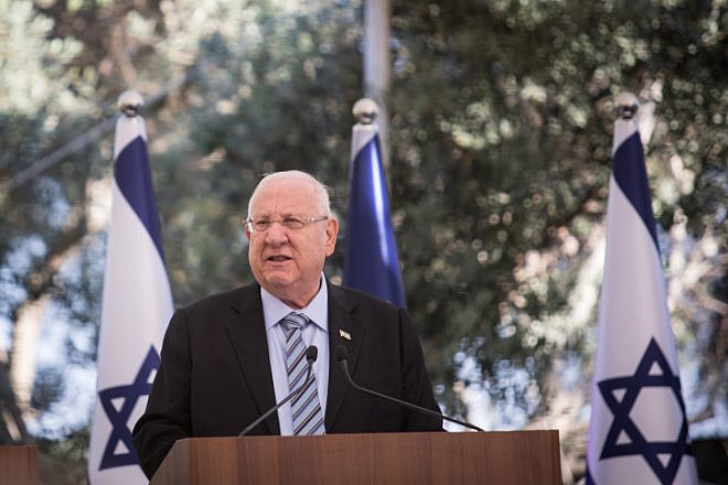 Israeli President Reuven Rivlin speaks during an event honoring outstanding IDF reservists, at the President's Residence in Jerusalem on July 1, 2019. Photo by Hadas Parush/Flash90.