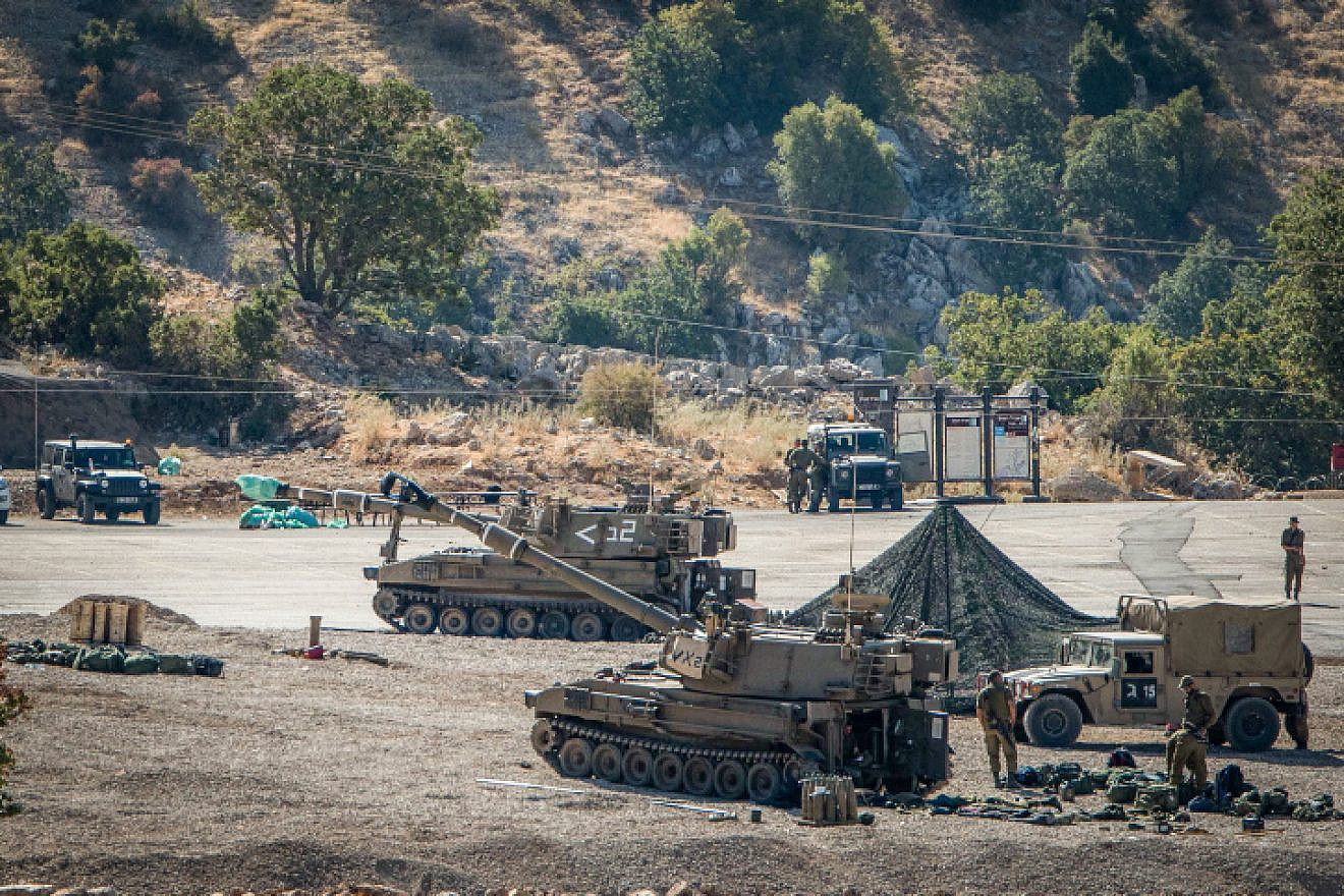 Israeli soldiers with their artillery unit seen near the Israeli-Syrian border in the Golan Heights on Aug. 25, 2019. Photo by Basel Awidat/Flash90.