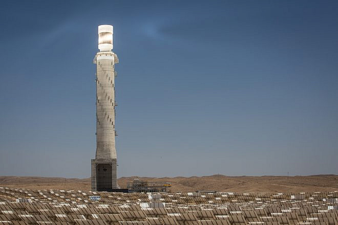 A view of the Ashalim solar-power station in the Negev Desert, June 19, 2018. Photo by Miriam Alster/Flash90.