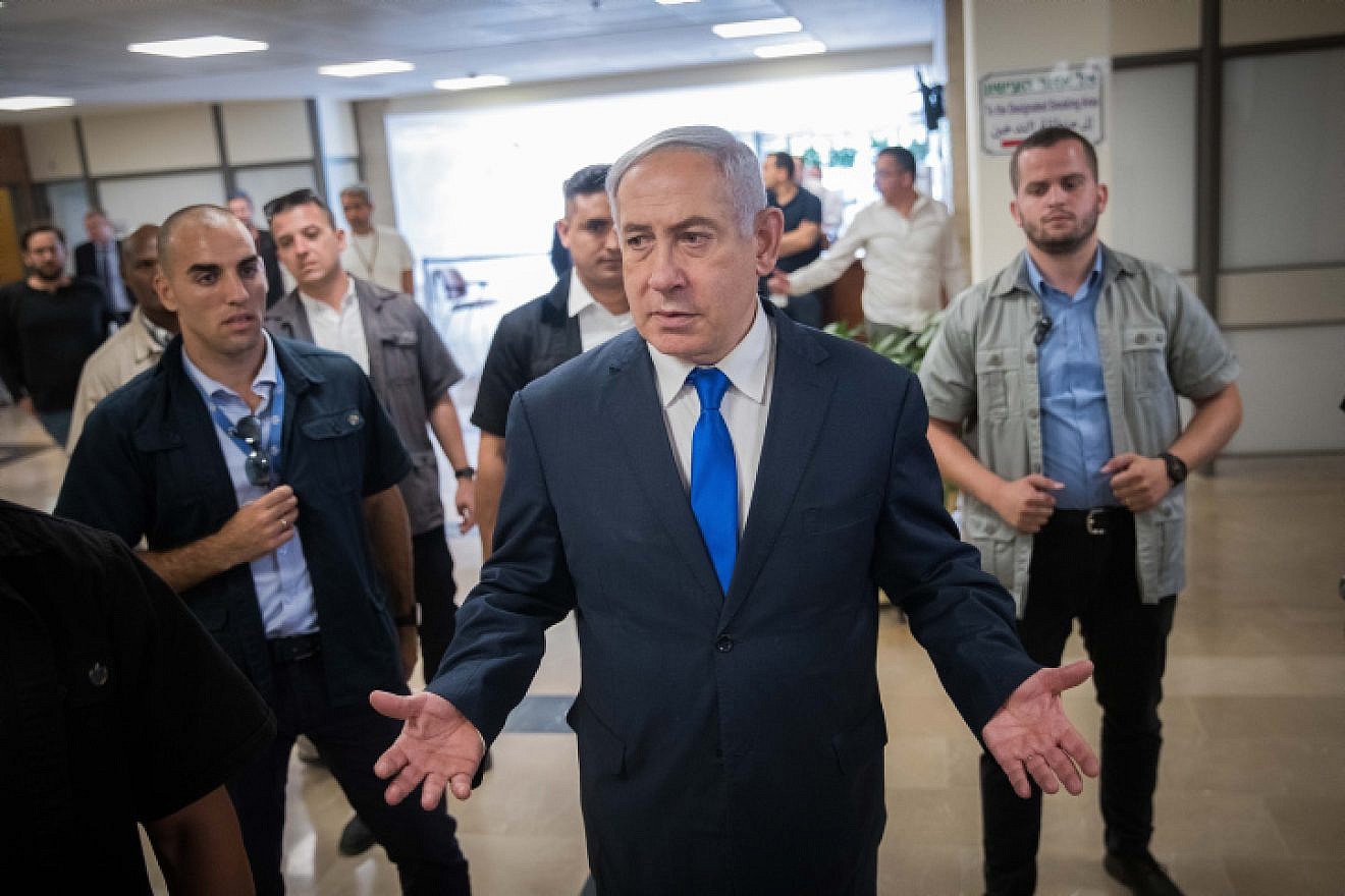 Israeli Prime Minister Benjamin Netanyahu gives a press statement in the Israeli Knesset on Sept. 15, 2019, a few days before the Israeli elections. Photo by Yonatan Sindel/Flash90.