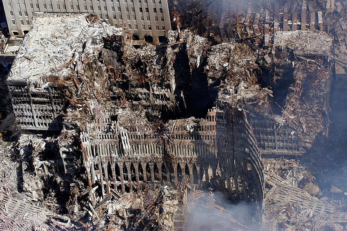 An aerial view showing a small portion of where the World Trade Center collapsed six days after the Sept. 11, 2001 terrorist attacks. Credit: U.S. Navy Photo by Chief Photographer's Mate Eric J. Tilford.