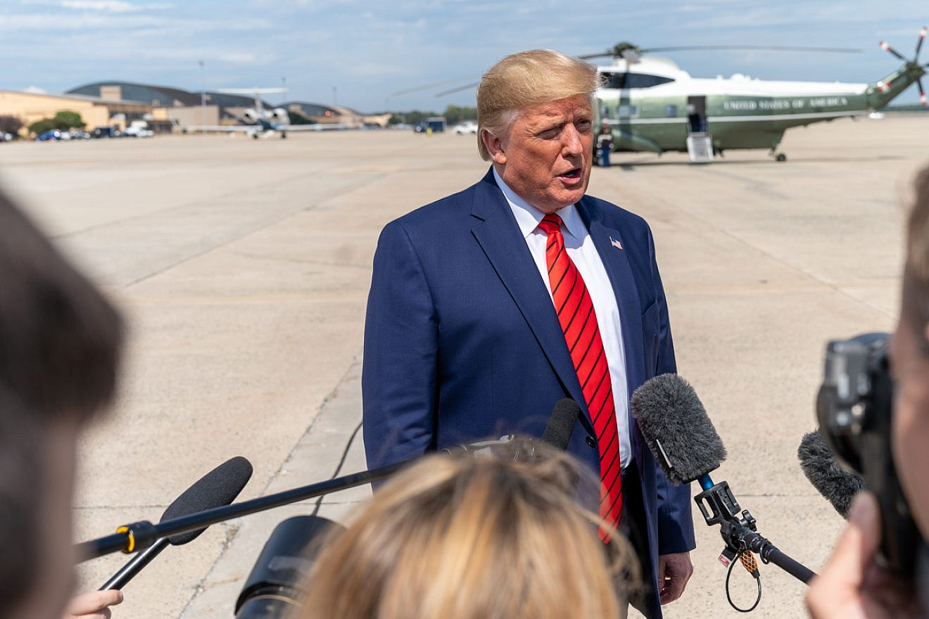 U.S. President Donald Trump speaks with reporters after disembarking Air Force One on Sept. 26, 2019, at Joint Base Andrews in Maryland. Credit: Official White House Photo by Shealah Craighead.