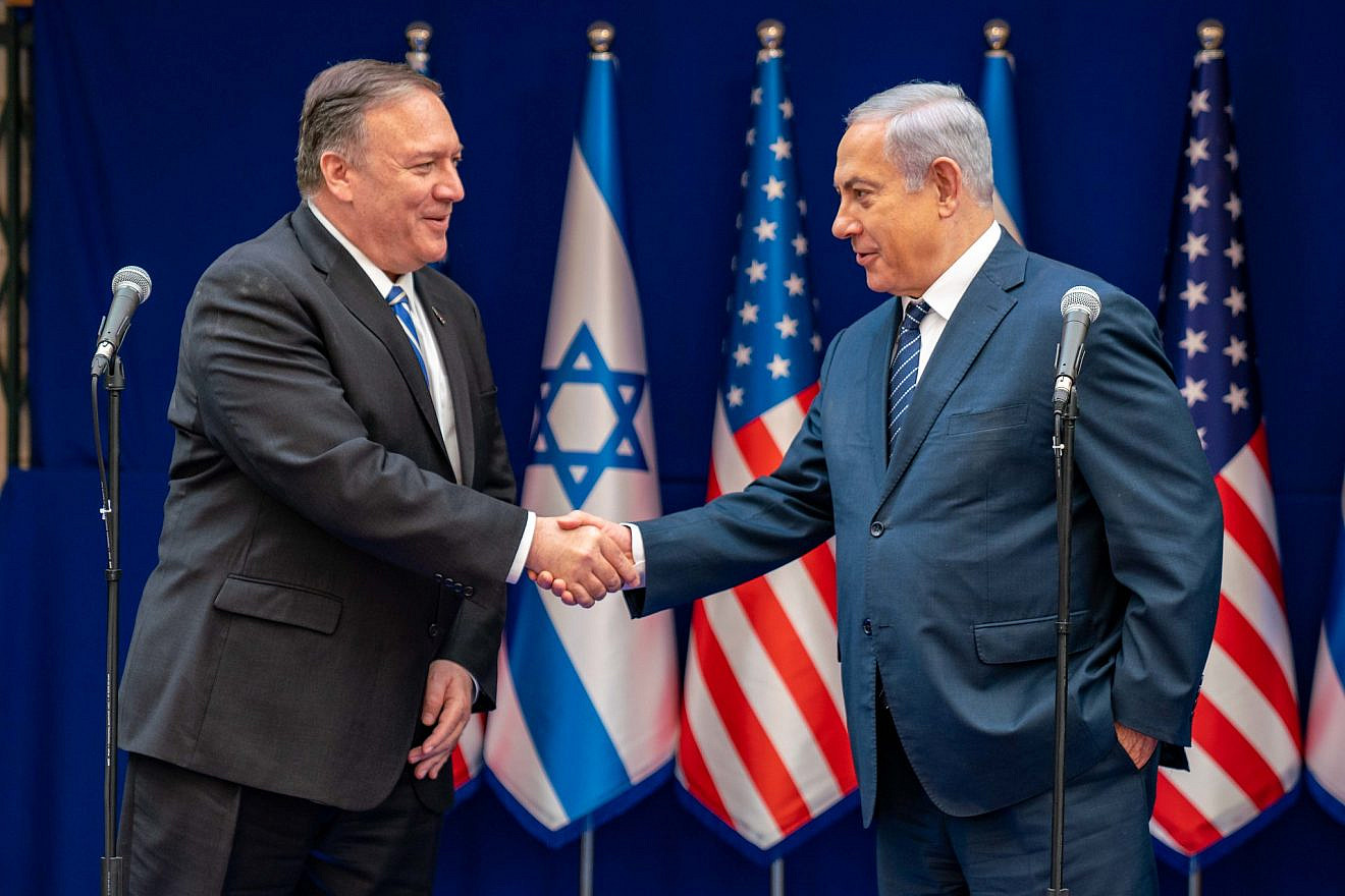 U.S. Secretary of State Mike Pompeo with Israeli Prime Minister Benjamin Netanyahu. Photo by Ron Przysucha.