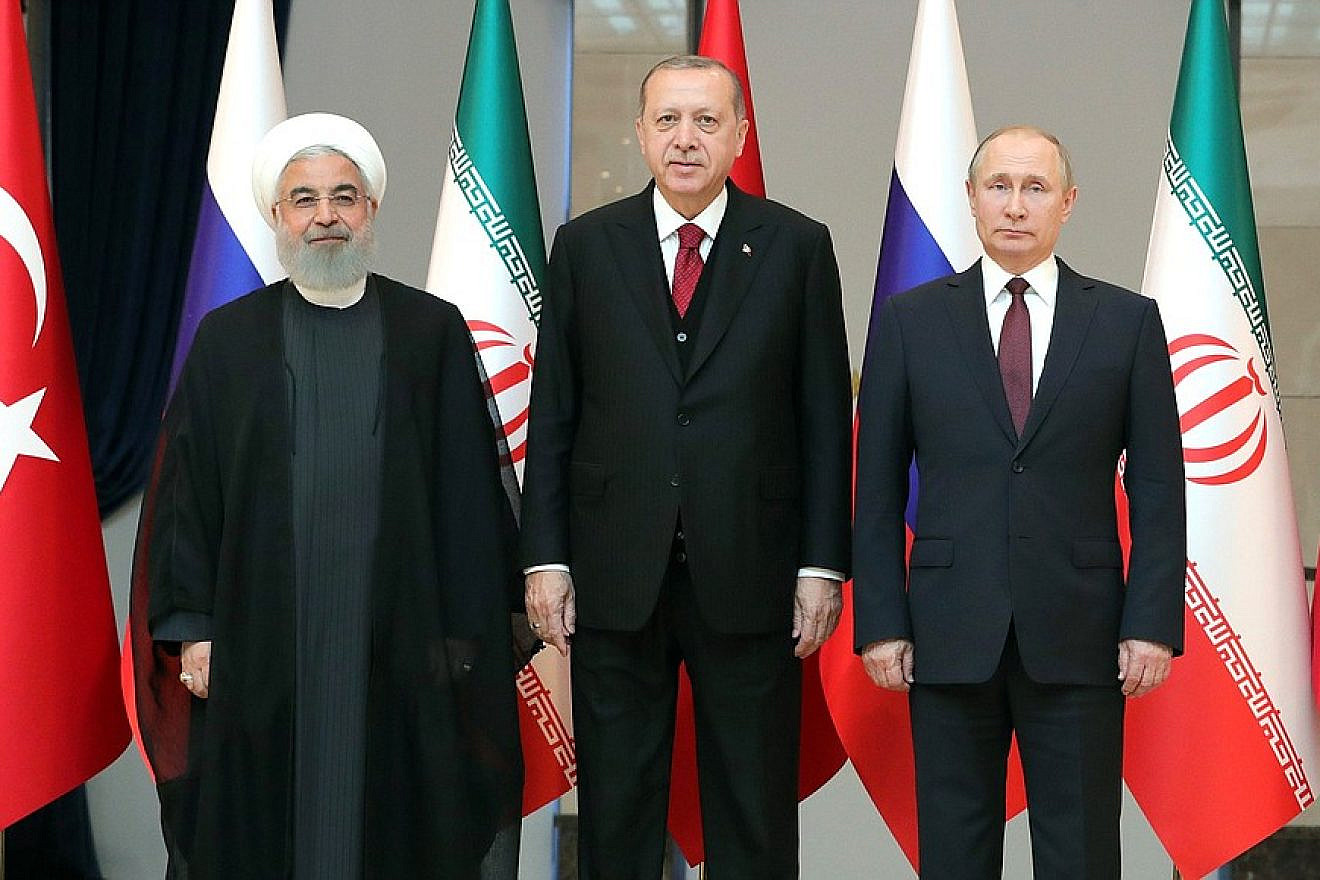 From left: Iranian President Hassan Rouhani, Turkish President Recep Tayyip Erdoğan and Russian President Vladimir Putin at a trilateral summit in Moscow. Source: Kremlin.ru.