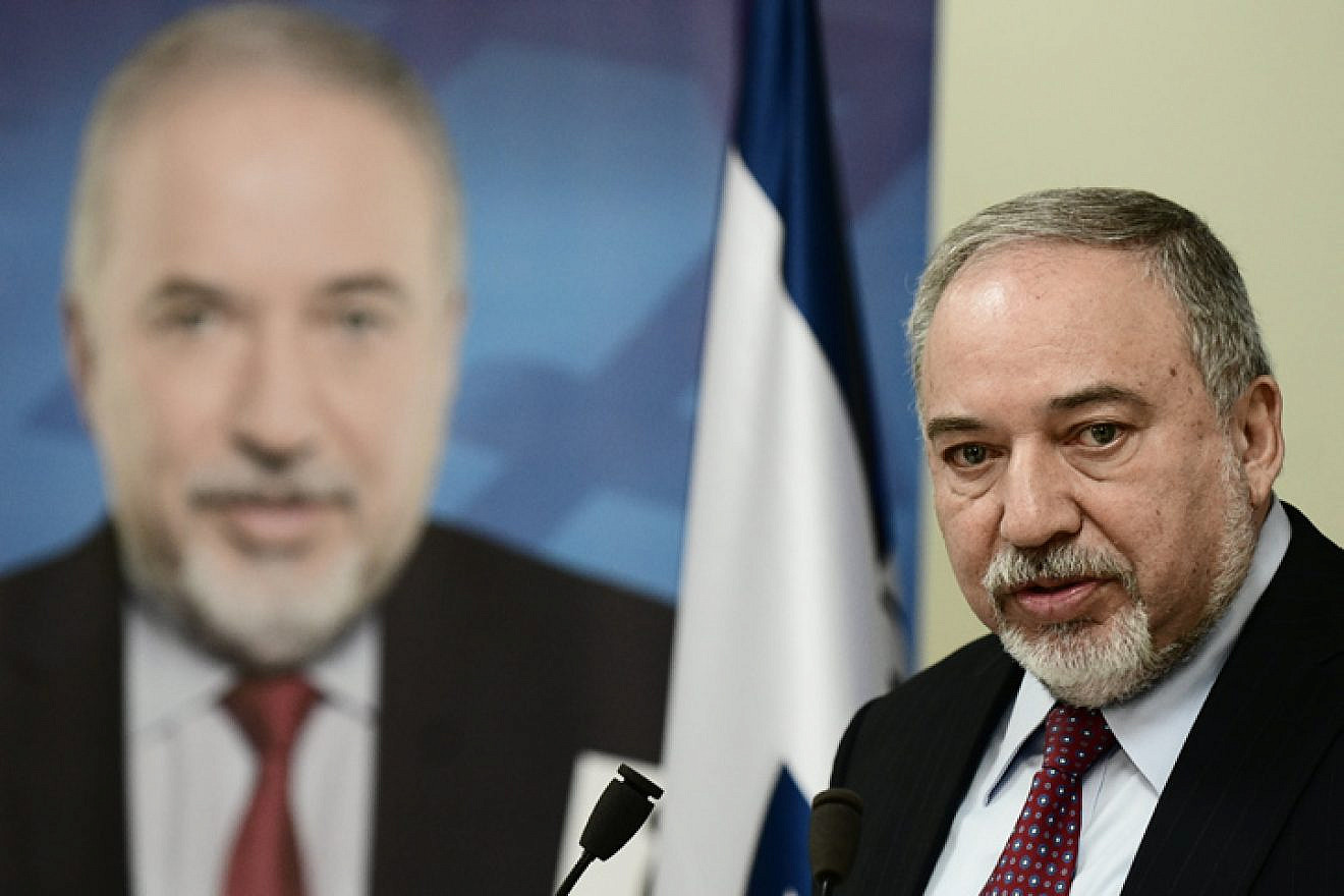 Yisrael Beiteinu leader Avigdor Lieberman speaks during a press conference in Tel Aviv on March 19, 2019. Photo by Tomer Neuberg/Flash90.