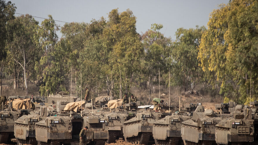 Israeli soldiers at a staging area in Southern Israel, near the border with neighboring Palestinian Gaza Strip on November 13, 2019. Photo by Yonatan Sindel/Flash90