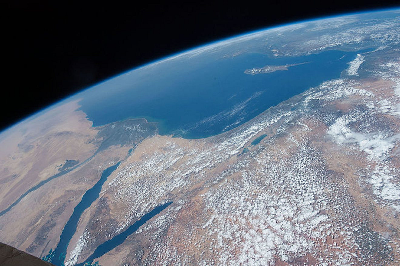 The Middle East as seen from 250 miles above in this April 14, 2016 photo from the International Space Station. Countries seen, from left, along the Mediterranean coast include Egypt, Gaza, Saudi Arabia, Israel, Lebanon, Syria and Turkey. Credit: NASA via Wikimedia Commons.