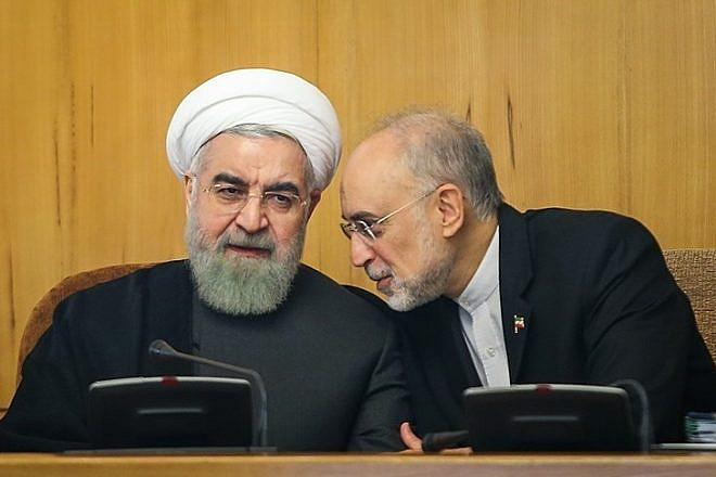 Iranian President Hassan Rouhani (left) and head of the Atomic Energy Organization of Iran Ali Akbar Salehi, Oct. 15, 2015. Credit: Hamed Malekpour via Wikimedia Commons.