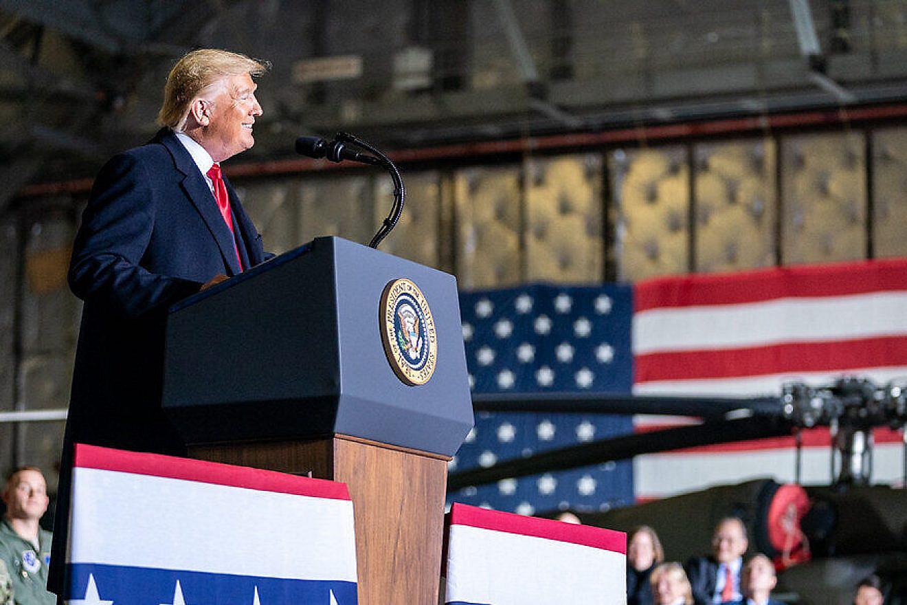 U.S. President Donald Trump speaks in Hanger 6 at Andrews Air Force Base in Maryland on Dec. 20, 2019. White House Photo by Shealah Craighead.