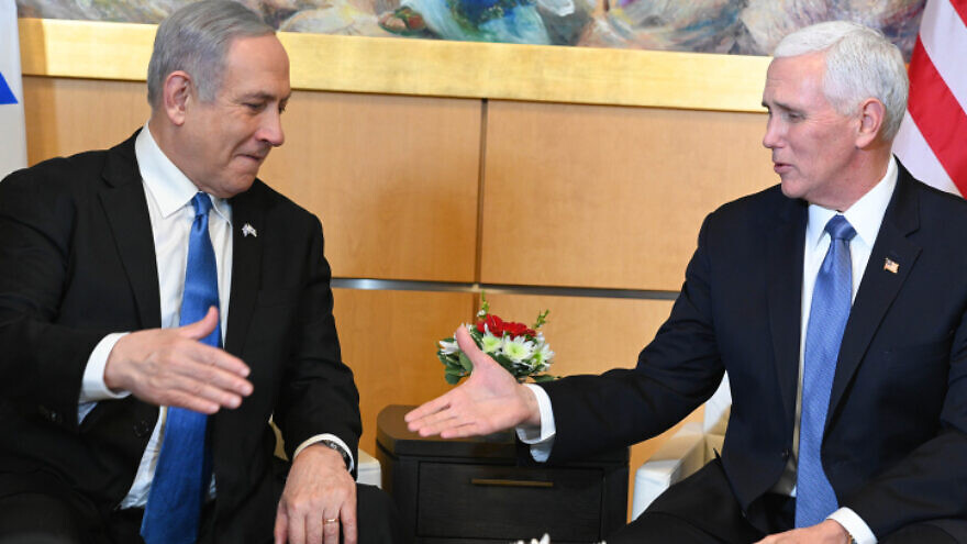 U.S. Vice President Mike Pence meets with Israeli Prime Minister Benjamin Netanyahu at the U.S. embassy in Jerusalem on Jan. 23, 2020. Photo by Matty Stern/U.S. Embassy Jerusalem.