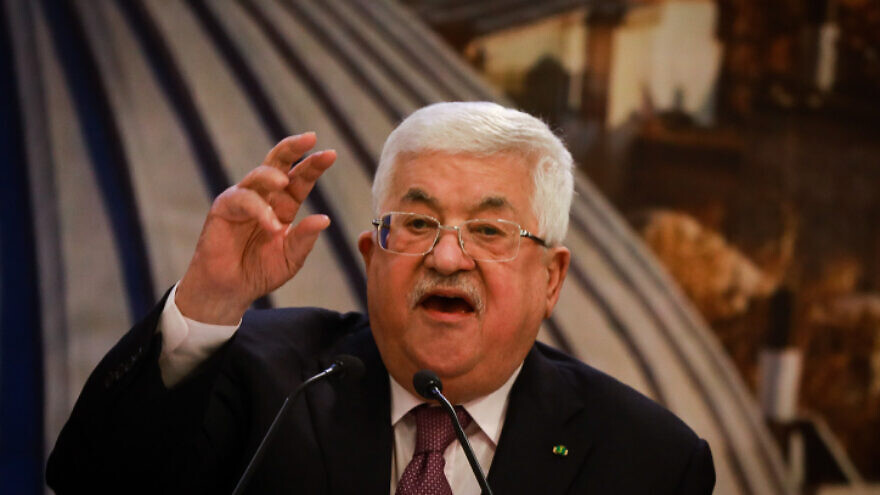 Palestinian Authority leader Mahmoud Abbas delivers a speech on the new Middle East peace plan at P.A. headquarters in Ramallah, Jan. 28, 2020. Photo by Flash90.