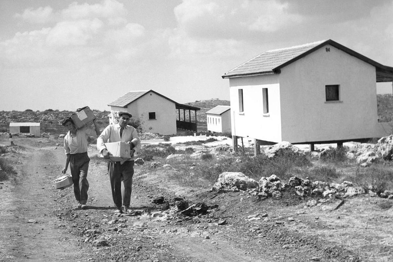 1953, Moshav Bar Giora, Israel. Newly arrived immigrants from Yemen and Morocco make their homes in a new village founded by the Jewish Agency in the Judean Hills. Credit: The Central Zionist Archives.