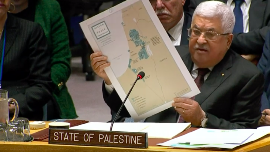 Palestinian Authority leader Mahmoud Abbas addresses the U.N. Security Council concerning details of the Mideast peace plan put forth by the United States, Feb. 11, 2020. Source: Screenshot.