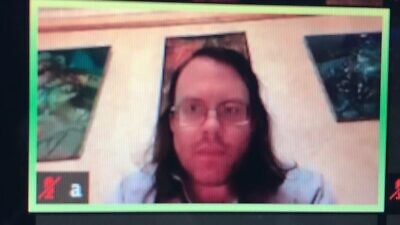White supremacist and hacker Andrew Alan Escher Auernheimer disrupting a Zoom webinar hosted by the Greater Boston NCSY on March 24, 2020. Source: Screenshot.