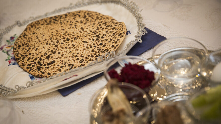 A Passover seder dinner table on the eve of the Jewish holiday. Photo by Hadas Parush/Flash90.